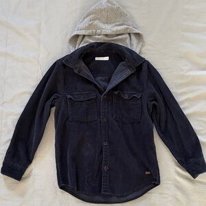 Zara Kid Dark Blue Corduroy Jacket with detachable Hood